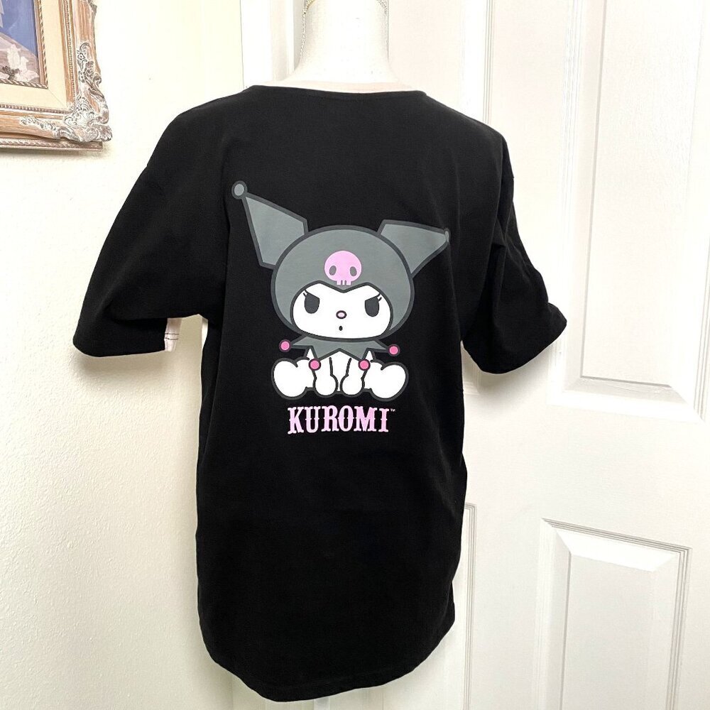 Sanrio Dual My Melody And Kuromi T-Shirt Pink Black Size Large Hello Kitty Rare - Picture 8 of 8